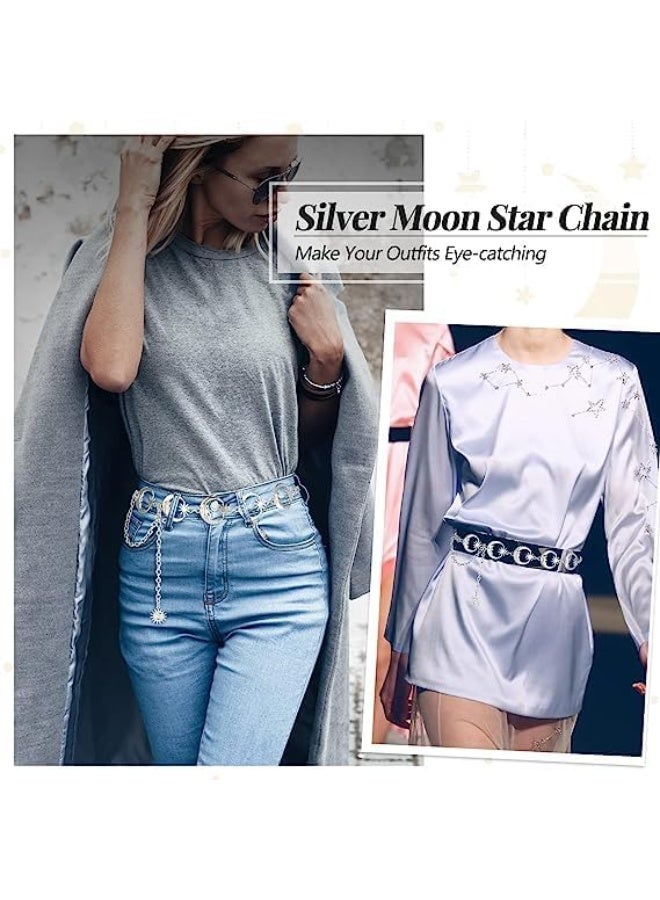 ChicAbode Waist Chain Belt for Women, Multiple Moon Star Body Chain, Metal Women's Chain Belts, Dress Goth Belt, Vintage Women's Belts, Body Jewelry - Image 5